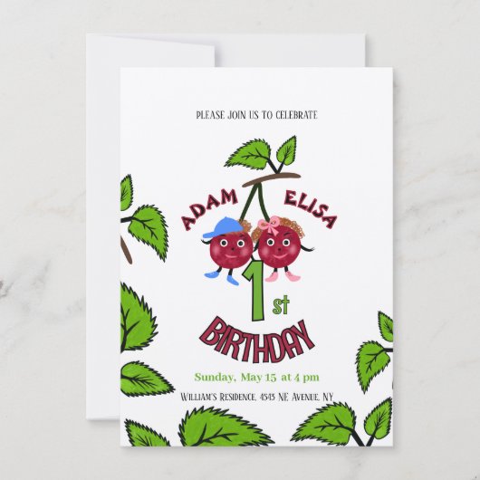 Invitation Cerises jumelles  (Devant)