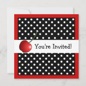 Invitation Cerises rouges Anniversaire Pois noirs et blancs (Dos)