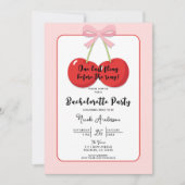 Invitation Cerises rouges avec Coquette Bow Rose Bachelorette (Devant)