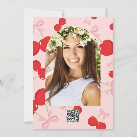 Invitation Cerises rouges avec Coquette Bow Rose Bachelorette (Dos)