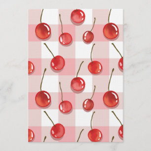 Invitation Cerises rouges peintes à la main en motif continu