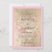 Invitation Cerisier blanc doré fleuri mariage (Devant)