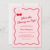 Invitation Cerisier Bow Rouge Sur La Fête des mariées Supérie (Devant)