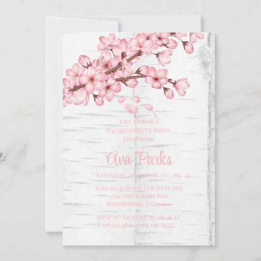 Invitation Cerisier Fleur Arbre Bark Bachelorette Party (Devant)
