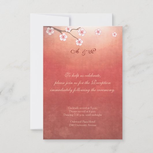 Invitation Cerisier Fleur de Sakura & Oiseaux de l'AmourRécep (Dos)