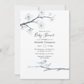 Invitation Cerisier Fleur Oiseaux Baby shower Floral (Devant)