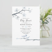 Invitation Cerisier Fleur Oiseaux Baby shower Floral (Debout devant)