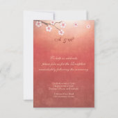 Invitation Cerisier Fleurs de Sakura & Oiseaux de l'Amour Réc (Dos)