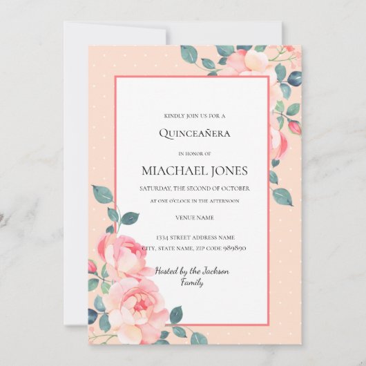 Invitation Cerisier Floral Blush Gold (Devant)
