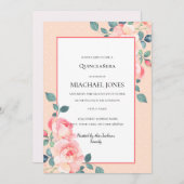 Invitation Cerisier Floral Blush Gold (Devant / Derrière)