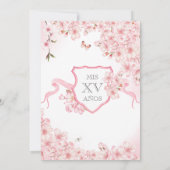 Invitation Cerisier Rose en fleurs Or Tiara rose Quinceañera (Dos)