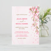 Invitation Cerisier Rose Fleurit Mariage Floral Pluie (Debout devant)