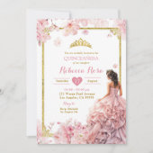 Invitation Cerisier rose or Princesse Quinceañera (Devant)
