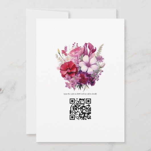 Invitation Cerisier rouge et Mariage de automne floral mauve  (Dos)