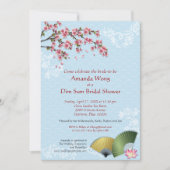 Invitation Cerisiers en fleurs et ventilateurs Dim Sum Fête d (Devant)