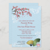 Invitation Cerisiers en fleurs et ventilateurs Dim Sum Fête d (Devant / Derrière)