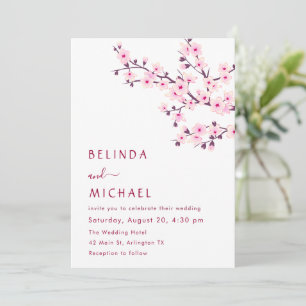 Invitation Cerisiers Rose Blanc Mariage Casual