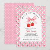 Invitation Cerry Bow Attache la Fête des mariées du noeud (Devant / Derrière)