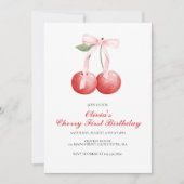 Invitation Cerry Pink Bow préppy premier anniversaire (Devant)