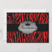 Invitation Cerry Red Wild Night Zebra Bachelorette Party (Dos)