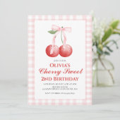 Invitation Cerry Sweet Pink Bow préppie anniversaire (Debout devant)