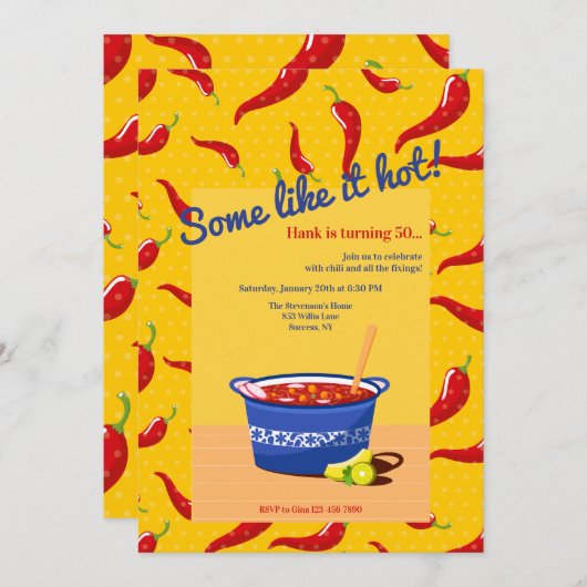 Invitation Certains aiment l'invitation au Chili Chaud (Devant / Derrière)