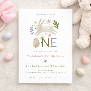 Invitation Certains Bunny Est Une Fille Aquarelle 1er Anniver
