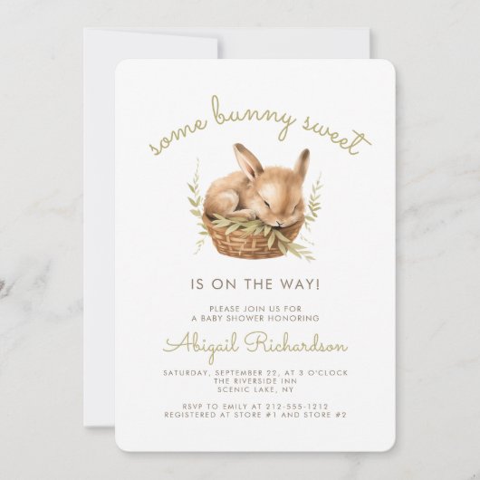Invitation Certains Bunny Sweet QR Code Baby shower neutre (Devant)