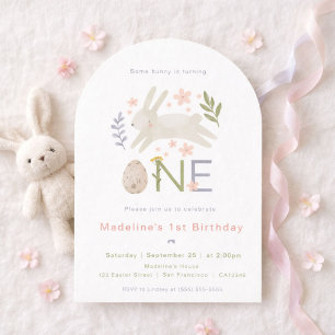 Invitation Certains Lapin a un an, une fille aquarelle pour s