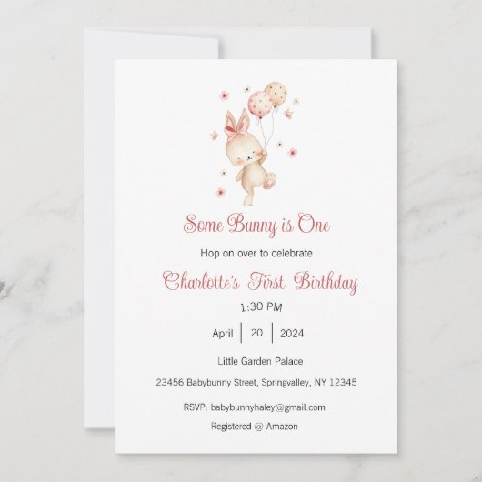 Invitation Certains lapin est une invitation, lapin une fête, (Devant)