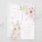 Invitation Certains Lapins Est 1 Fille 1er Anniversaire Papil (Devant)