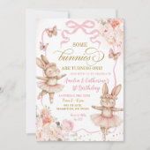 Invitation Certains lapins tournent un Twins Anniversaire (Devant)