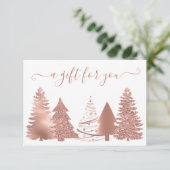 Invitation Certificat cadeau Arbre de Noël Rose Or (Debout devant)