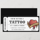 Invitation Certificat Cadeau Billet Tatouage Coeur Personnel (Devant / Derrière)