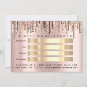 Invitation Certificat cadeau Coiffeur Maquillage Lash Or Lux (Dos)