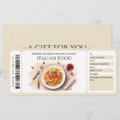 Invitation Certificat Cadeau Cuisine Italienne (Devant / Derrière)