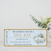Invitation Certificat cadeau de bon de jour Spa personnalisé (Debout devant)