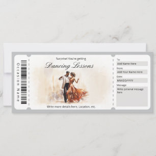Invitation Certificat Cadeau de Leçons de Danse de Salon Surp