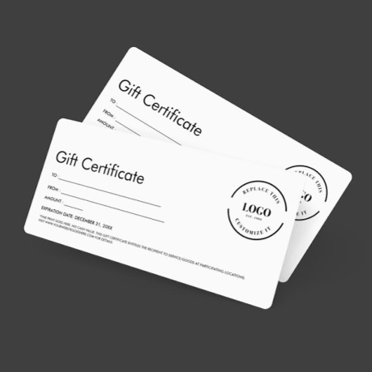 Invitation Certificat cadeau de logo personnalisé simple prof