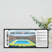 Invitation Certificat cadeau de match de tennis surprise (Debout devant)