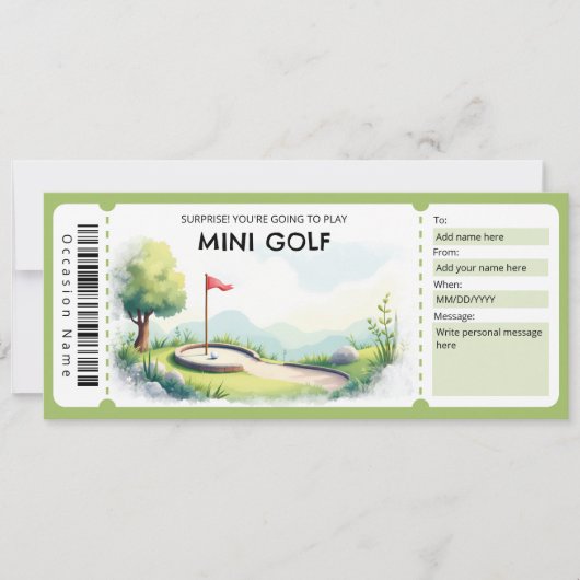 Invitation Certificat-cadeau de mini-golf (Devant)