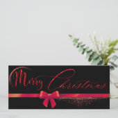 Invitation Certificat cadeau de Noël moderne noir et rouge (Debout devant)