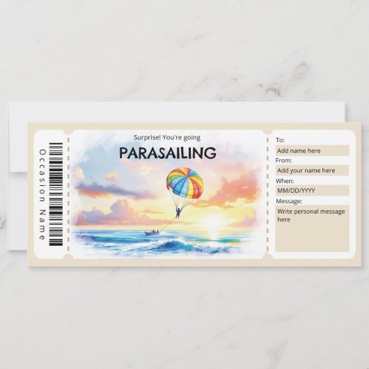 Invitation Certificat-cadeau de parasailing (Devant)