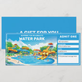 Invitation Certificat cadeau de parc aquatique, billet d'entr (Devant / Derrière)