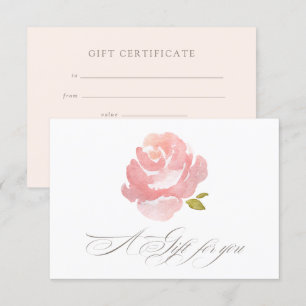 Invitation Certificat-cadeau de rose rose blush aquarelle chi