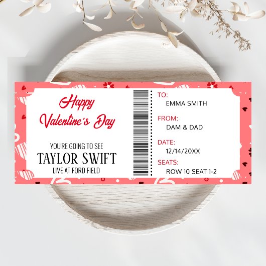 Invitation Certificat cadeau de Saint Valentin Billets de con