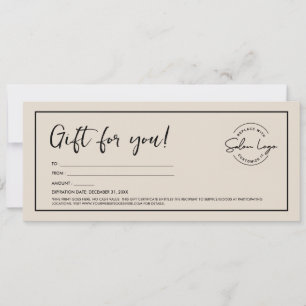 Invitation Certificat Cadeau de Salon de Coiffure Minimaliste