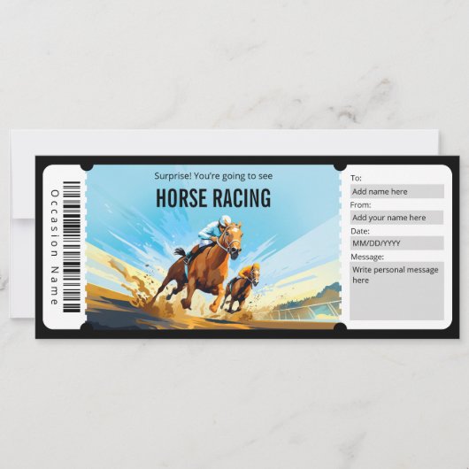 Invitation Certificat cadeau de surprise Horse Racing (Devant)