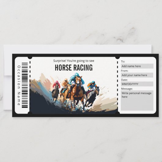 Invitation Certificat cadeau de surprise Horse Racing (Devant)
