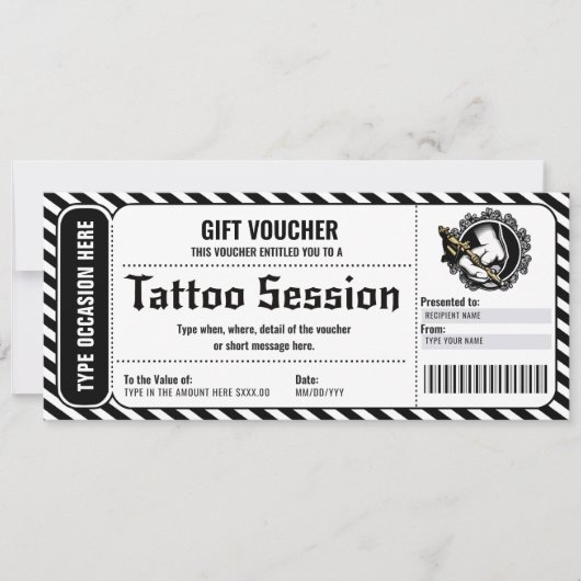 Invitation Certificat cadeau de tatouage personnalisé (Devant)